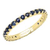 10K Yellow Gold Round Blue Sapphire Ladies Eternity Wedding Anniversary Stackable Ring Band