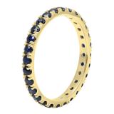 10K Yellow Gold Round Blue Sapphire Ladies Eternity Wedding Anniversary Stackable Ring Band