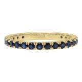 10K Yellow Gold Round Blue Sapphire Ladies Eternity Wedding Anniversary Stackable Ring Band