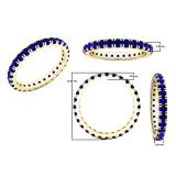 10K Yellow Gold Round Blue Sapphire Ladies Eternity Wedding Anniversary Stackable Ring Band