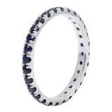 14K White Gold Round Blue Sapphire Ladies Eternity Wedding Anniversary Stackable Ring Band