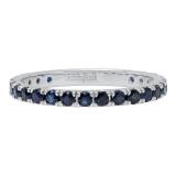 14K White Gold Round Blue Sapphire Ladies Eternity Wedding Anniversary Stackable Ring Band