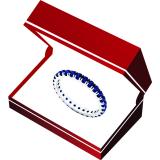 14K White Gold Round Blue Sapphire Ladies Eternity Wedding Anniversary Stackable Ring Band