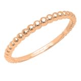 18K Rose Gold Ladies Bridal Beaded Style Wedding Band Ring