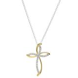 0.25 Carat (ctw) 10K Yellow Gold Round Diamond Ladies Cross Pendant 1/4 CT (Silver Chain Included)