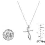 0.20 Carat (ctw) 14K White Gold Round Diamond Ladies Twist Cross Pendant (Silver Chain Included)