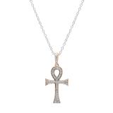 0.20 Carat (ctw) 18K Rose Gold Round Diamond Ladies Ankh Cross Pendant (Silver Chain Included)