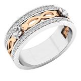 0.22 Carat (ctw) 10K White & Rose Gold Two Tone Round White Diamond Fancy Anniversary Wedding Band