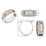 0.22 Carat (ctw) 10K White & Rose Gold Two Tone Round White Diamond Fancy Anniversary Wedding Band