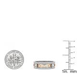 0.22 Carat (ctw) 10K White & Rose Gold Two Tone Round White Diamond Fancy Anniversary Wedding Band