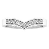 Sterling Silver Round White Sapphire Guard Chevron Wedding Band Ring