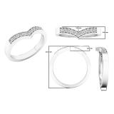 Sterling Silver Round White Sapphire Guard Chevron Wedding Band Ring