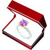 10K White & Yellow Gold Two Tone Gold Round Pink & White Cubic Zirconia CZ Ladies Engagement Ring