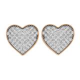 0.35 Carat (ctw) 10K Rose Gold Round White Diamond Ladies Heart Shape Stud Earrings 1/3 CT