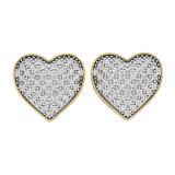 0.35 Carat (ctw) 10K Yellow Gold Round White Diamond Ladies Heart Shape Stud Earrings 1/3 CT