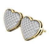 0.35 Carat (ctw) 10K Yellow Gold Round White Diamond Ladies Heart Shape Stud Earrings 1/3 CT