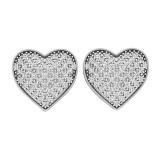 0.35 Carat (ctw) 14K White Gold Round White Diamond Ladies Heart Shape Stud Earrings 1/3 CT
