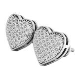 0.35 Carat (ctw) 14K White Gold Round White Diamond Ladies Heart Shape Stud Earrings 1/3 CT