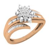 0.15 Carat (ctw) 10K Rose Gold Round Diamond Ladies Cluster Flower Bridal Engagement Ring