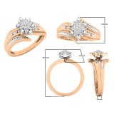 0.15 Carat (ctw) 10K Rose Gold Round Diamond Ladies Cluster Flower Bridal Engagement Ring