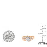 0.15 Carat (ctw) 10K Rose Gold Round Diamond Ladies Cluster Flower Bridal Engagement Ring
