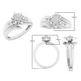 0.15 Carat (ctw) 10K White Gold Round Diamond Ladies Cluster Flower Bridal Engagement Ring