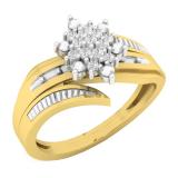 0.15 Carat (ctw) 14K Yellow Gold Round Diamond Ladies Cluster Flower Bridal Engagement Ring