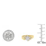 0.15 Carat (ctw) 14K Yellow Gold Round Diamond Ladies Cluster Flower Bridal Engagement Ring