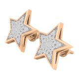 0.25 Carat (ctw) 10K Rose Gold Round White Diamond Ladies Star Shape Fashion Stud Earrings 1/4 CT