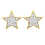 0.25 Carat (ctw) 10K Yellow Gold Round White Diamond Ladies Star Shape Fashion Stud Earrings 1/4 CT