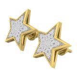 0.25 Carat (ctw) 10K Yellow Gold Round White Diamond Ladies Star Shape Fashion Stud Earrings 1/4 CT