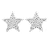 0.25 Carat (ctw) 14K White Gold Round White Diamond Ladies Star Shape Fashion Stud Earrings 1/4 CT