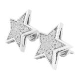 0.25 Carat (ctw) 14K White Gold Round White Diamond Ladies Star Shape Fashion Stud Earrings 1/4 CT