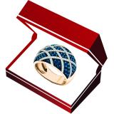 1.38 Carat (ctw) 10K Rose Gold Round Blue & White Diamond Ladies Right Hand Fashion Band