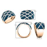 1.38 Carat (ctw) 10K Rose Gold Round Blue & White Diamond Ladies Right Hand Fashion Band