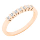 0.15 Carat (ctw) 10K Rose Gold Round White Diamond 7-Stone Ladies Fashion Wedding Stackable Band