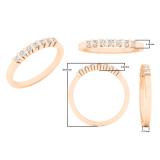 0.15 Carat (ctw) 10K Rose Gold Round White Diamond 7-Stone Ladies Fashion Wedding Stackable Band