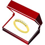 0.15 Carat (ctw) 10K Yellow Gold Round White Diamond 7-Stone Ladies Fashion Wedding Stackable Band