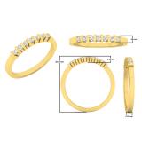 0.15 Carat (ctw) 10K Yellow Gold Round White Diamond 7-Stone Ladies Fashion Wedding Stackable Band