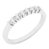 0.15 Carat (ctw) 14K White Gold Round White Diamond 7-Stone Ladies Fashion Wedding Stackable Band