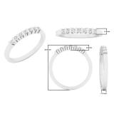 0.15 Carat (ctw) 14K White Gold Round White Diamond 7-Stone Ladies Fashion Wedding Stackable Band