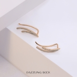 0.25 Carat (ctw) 10K Rose Gold Round White Diamond Ladies Double Row Climber Earrings 1/4 CT
