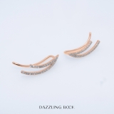 0.25 Carat (ctw) 10K Rose Gold Round White Diamond Ladies Double Row Climber Earrings 1/4 CT