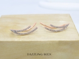 0.25 Carat (ctw) 10K Rose Gold Round White Diamond Ladies Double Row Climber Earrings 1/4 CT