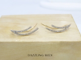 0.25 Carat (ctw) 14K Yellow Gold Round White Diamond Ladies Double Row Climber Earrings 1/4 CT
