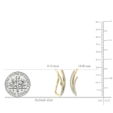 0.25 Carat (ctw) 14K Yellow Gold Round White Diamond Ladies Double Row Climber Earrings 1/4 CT