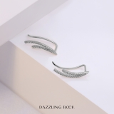 0.25 Carat (ctw) 18K White Gold Round White Diamond Ladies Double Row Climber Earrings 1/4 CT