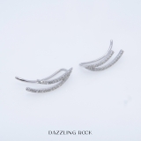 0.25 Carat (ctw) 18K White Gold Round White Diamond Ladies Double Row Climber Earrings 1/4 CT