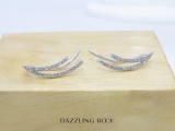 0.25 Carat (ctw) 18K White Gold Round White Diamond Ladies Double Row Climber Earrings 1/4 CT