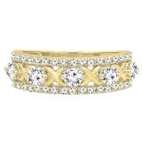1.00 Carat (ctw) 10K Yellow Gold Round White Diamond Ladies Vintage Anniversary Wedding Band 1 CT